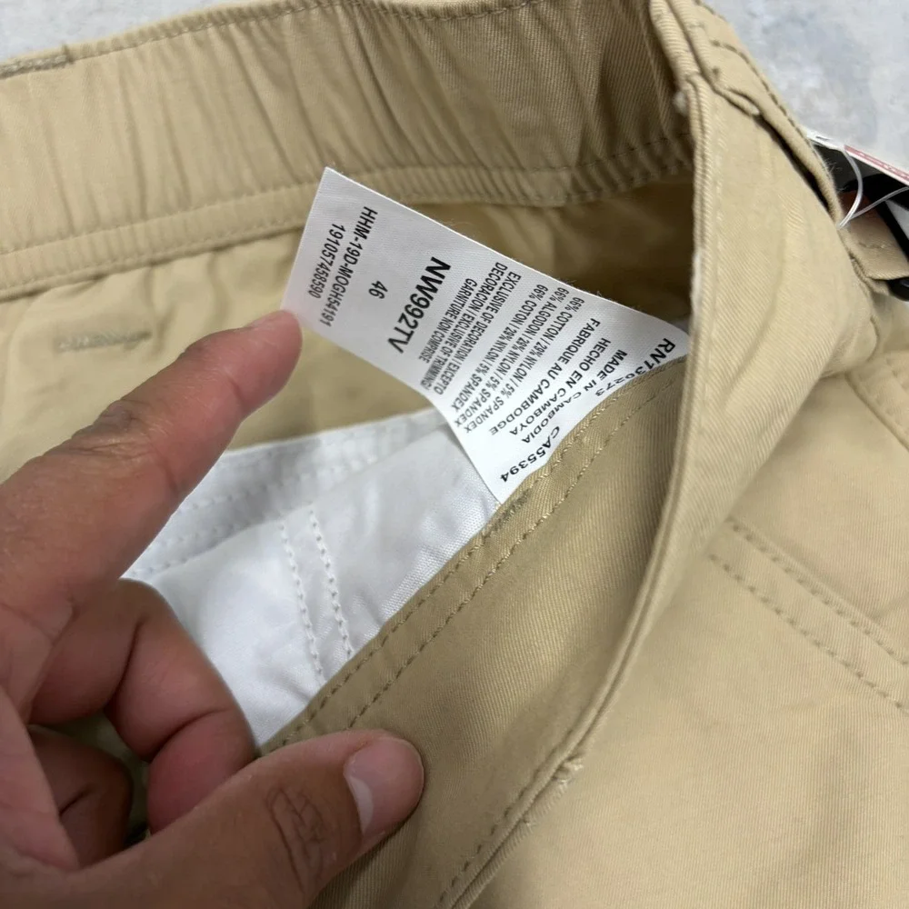 Wrangler Outdoor Shorts Mens 46 Beige Khaki Cargo Zip Pocket Cotton Chino Casual